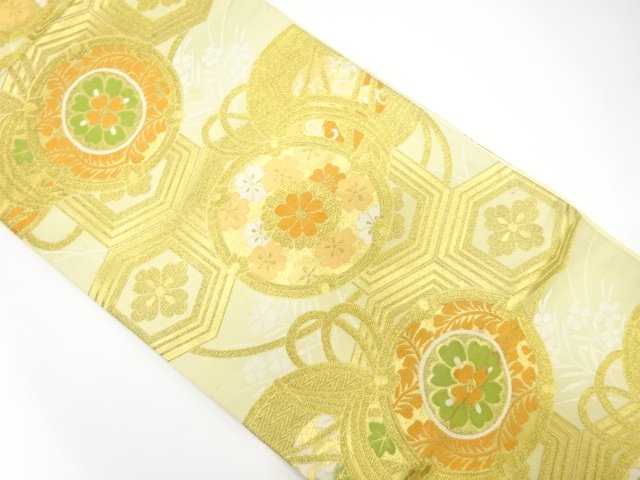 JAPANESE KIMONO / FLOWER PATTERN WOVEN A DRUM FUKURO OBI (MATERIAL)